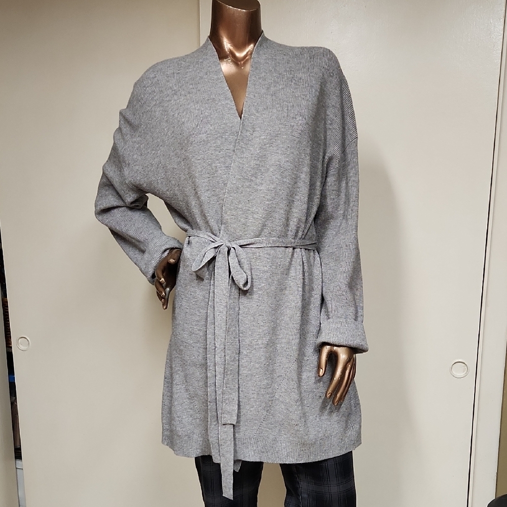 Philosophy Gray Belted Cardigan